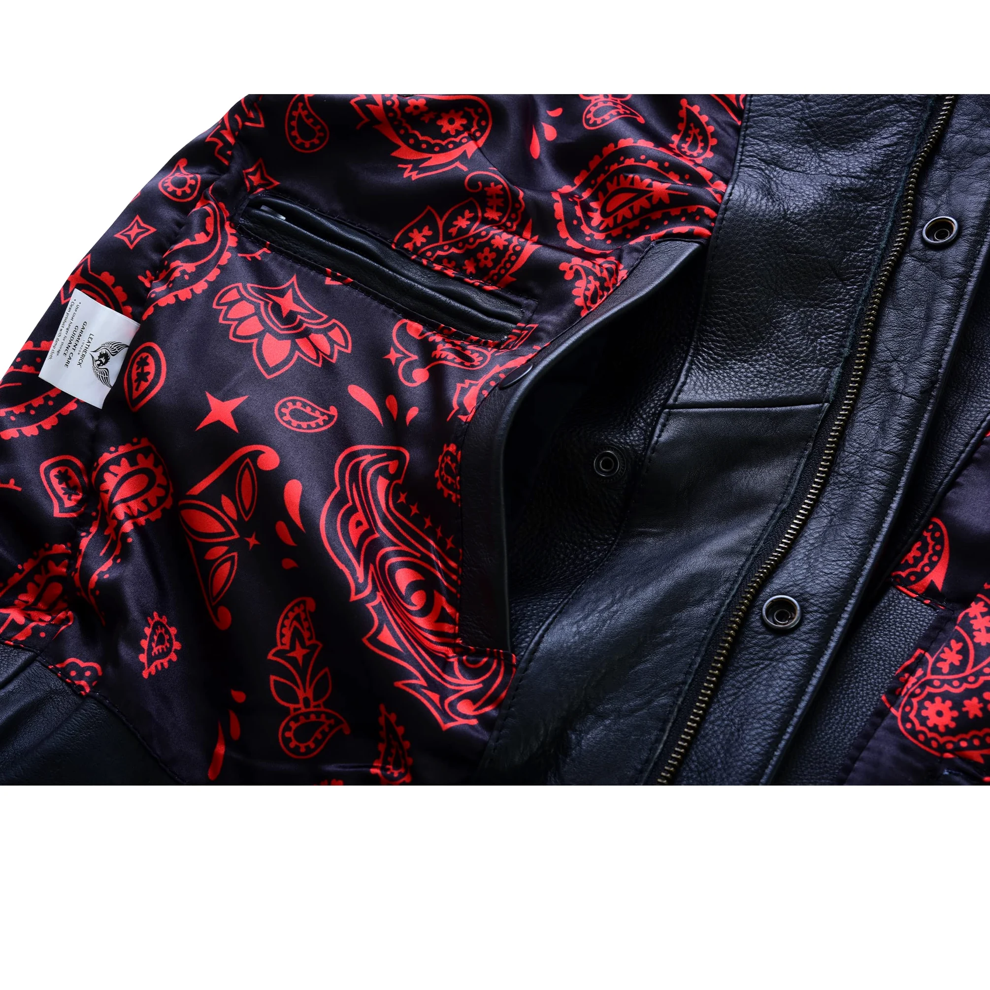 Leatherick Chaleco de cuero para hombre Groove Club - Forro de satén de cachemira tradicional con costuras negras, negro/blanco
