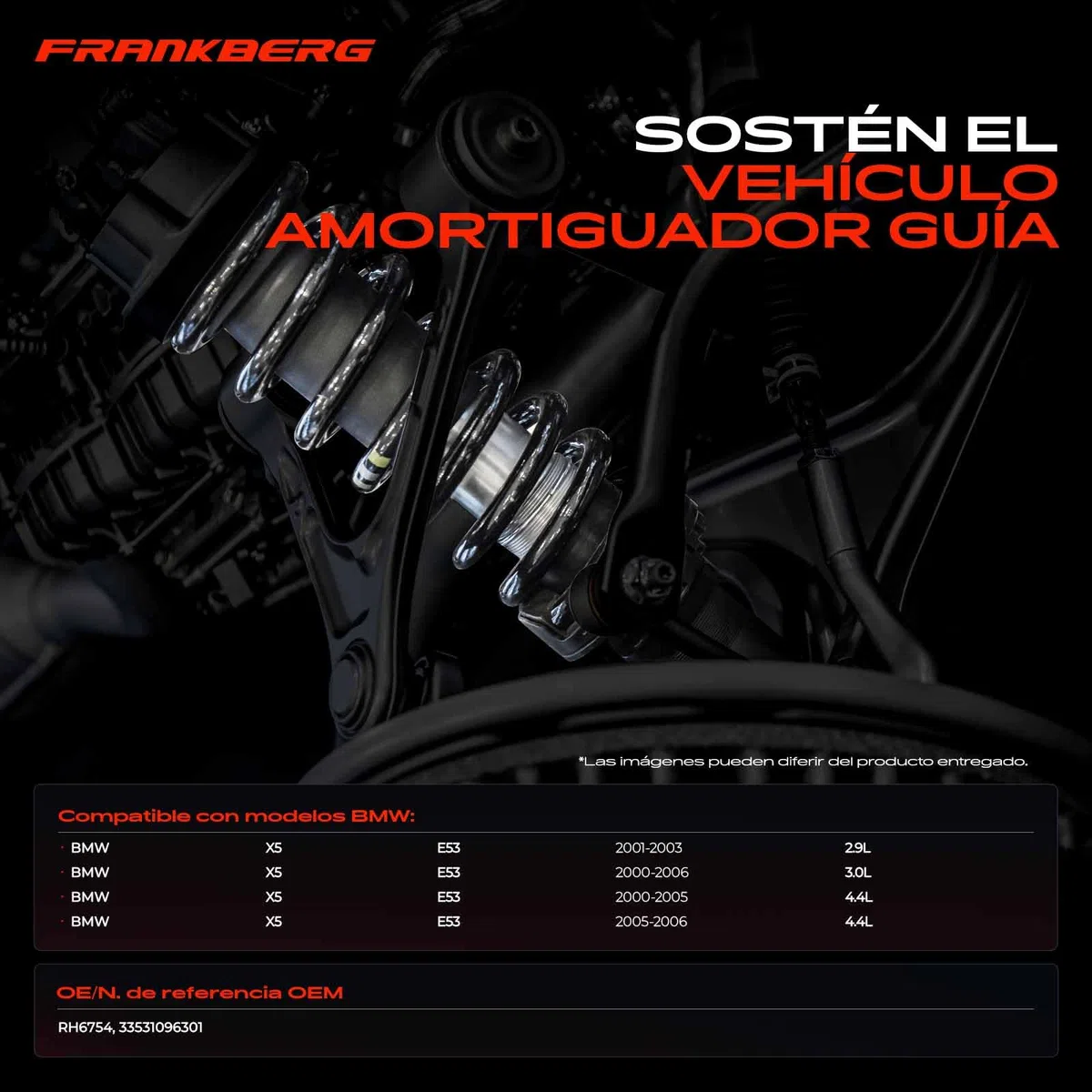 Frankberg 2x Muelles de chasis Muelles de suspensión Compatible con X5 E53 3.0d 3.0i 4.4i 2000-2006 Replace# 33531096301,RH6754