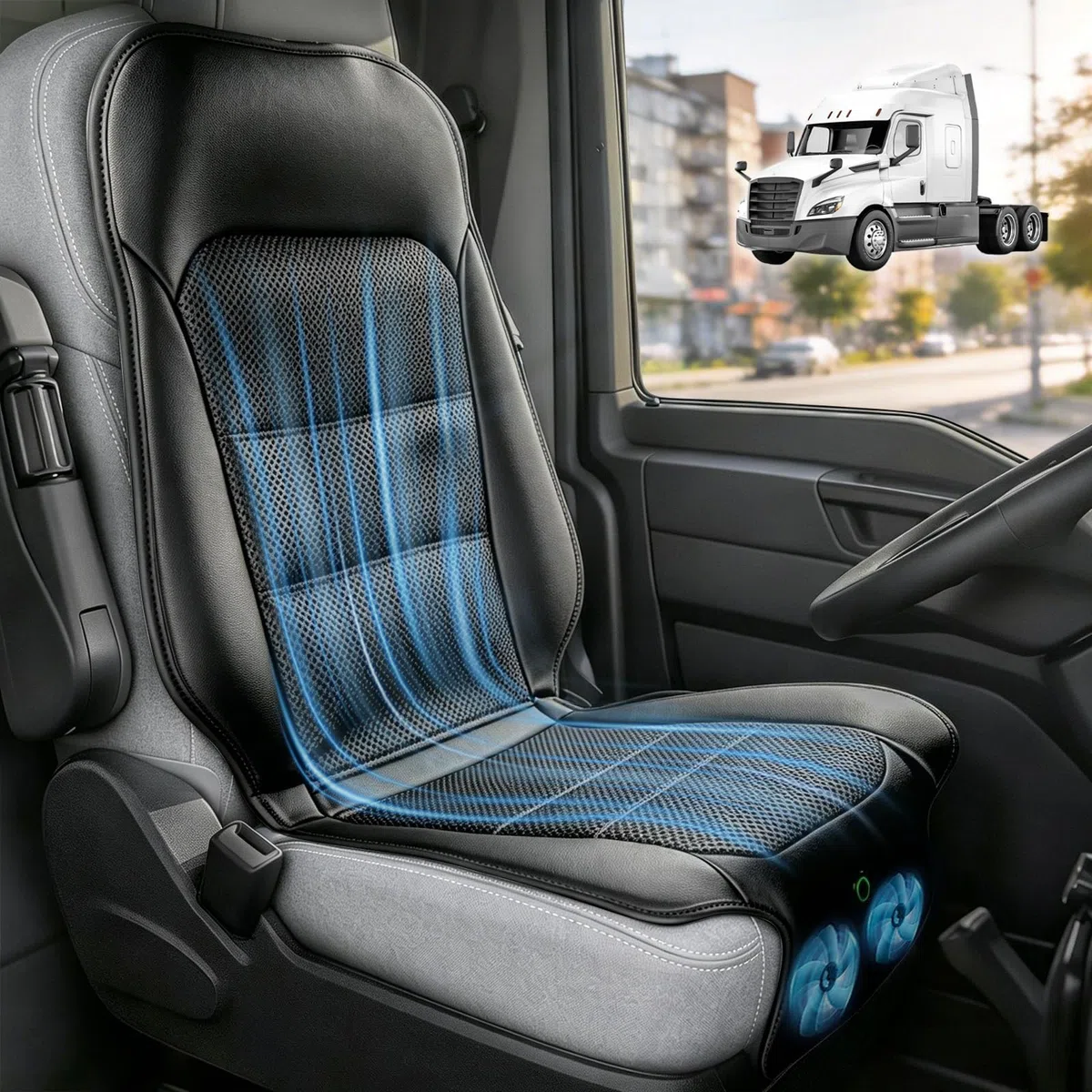 Funda de asiento de coche de refrigeración mejorada, cojín de asiento delantero de 12 V y 3 velocidades con 2 ventiladores turbo, ajuste universal para verano, coche, SUV, camión, oficina en