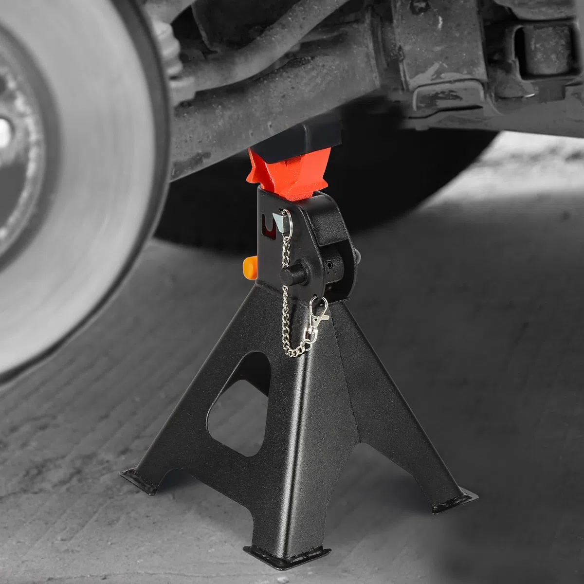 Herrselsam Caballete de apoyo 3T de capacidad de carga Caballete de altura ajustable 285-430mm Caballete de apoyo para vehículos con seguro Soportes de apoyo Auto Soportes para coches, caravanas