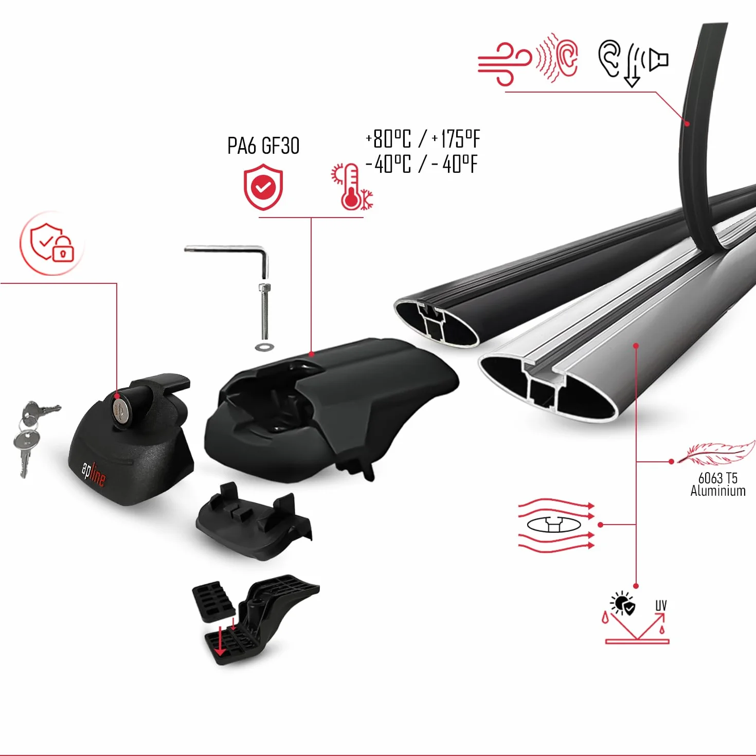 Compatible con Dacia Bigster (R1310) 2025-2026 Modelo Ace-1 Barra de Techo Auto Portaequipajes Barras Transversales Gris Aluminio 2 Barras
