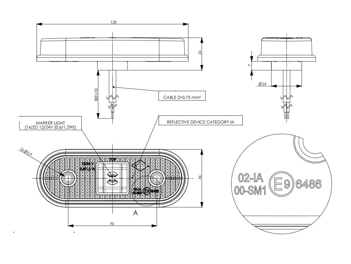 4 luces LED reflectantes de 12-24 V con contorno lateral frontal naranja ámbar con marcado E para camión, caravana, autocaravana, autobús, furgoneta