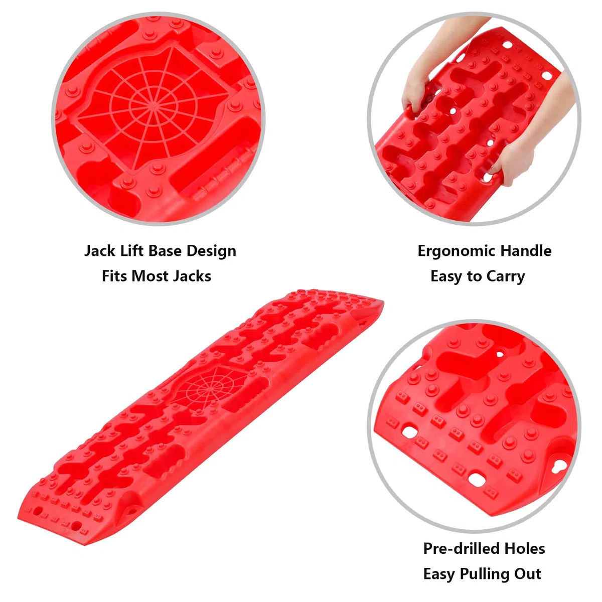 KATSU Tools 2 Piezas 10T Tablas de Tracción de Recuperación con Base de elevación de Gato, Alfombrillas de Tracción para Llantas del Vehículo Todoterreno para Nieve, Hielo, Barro, Arena