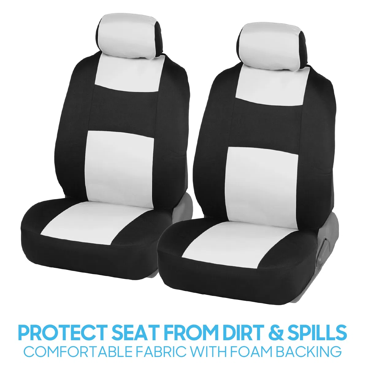 BDK PolyPro - Juego Completo de Fundas para Asientos de Coche, Color Blanco/Negro, Protectores de Asiento Delantero y Trasero, fácil de Instalar, Fundas Interiores para Auto, camión, Furgoneta, SUV