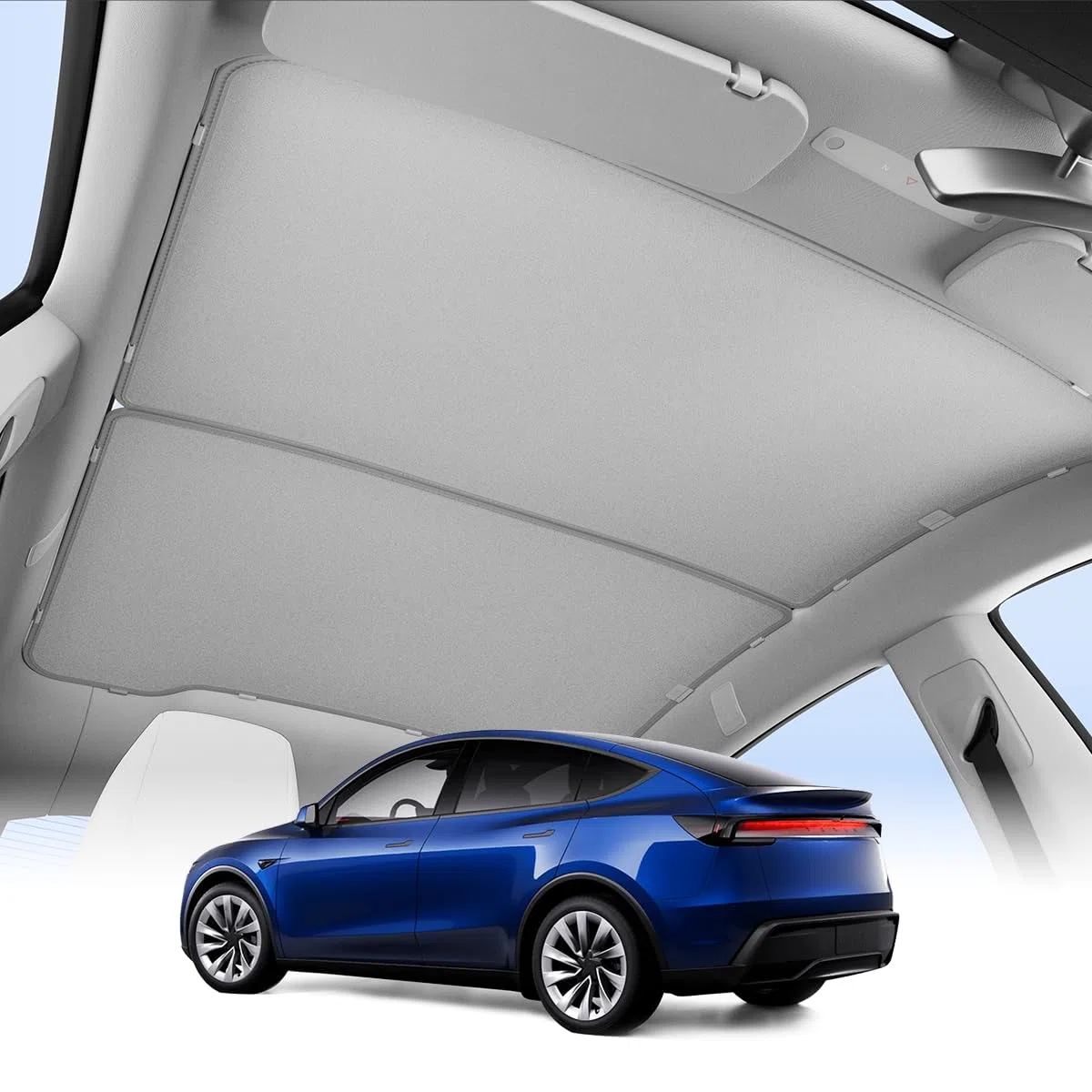 Spigen Tesla Model Y Juniper (Solo Premium & Performance 2025 2026) CryoShade Parasoles de Techo de Doble Capa con Protección contra Rayos UV [Pack de 2] Incluye 16 Clips para Accesorios Tesla Model Y