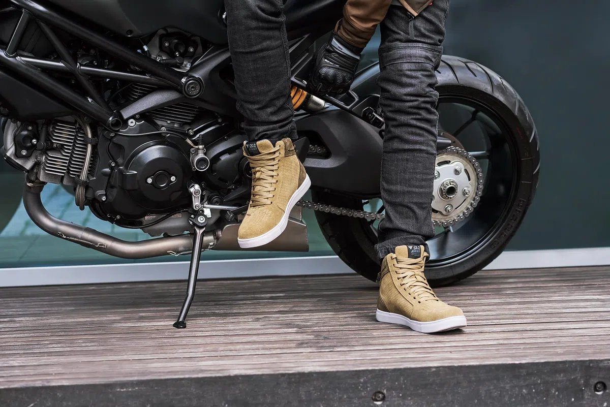 SHIMA SX-2 EVO Botas Moto Hombre - Zapatillas Moto de Cuero, Transpirables, Reforzados con Soporte el Tobillo, Suela Antideslizante, Almohadilla el Engranaje (Marrón, 45)
