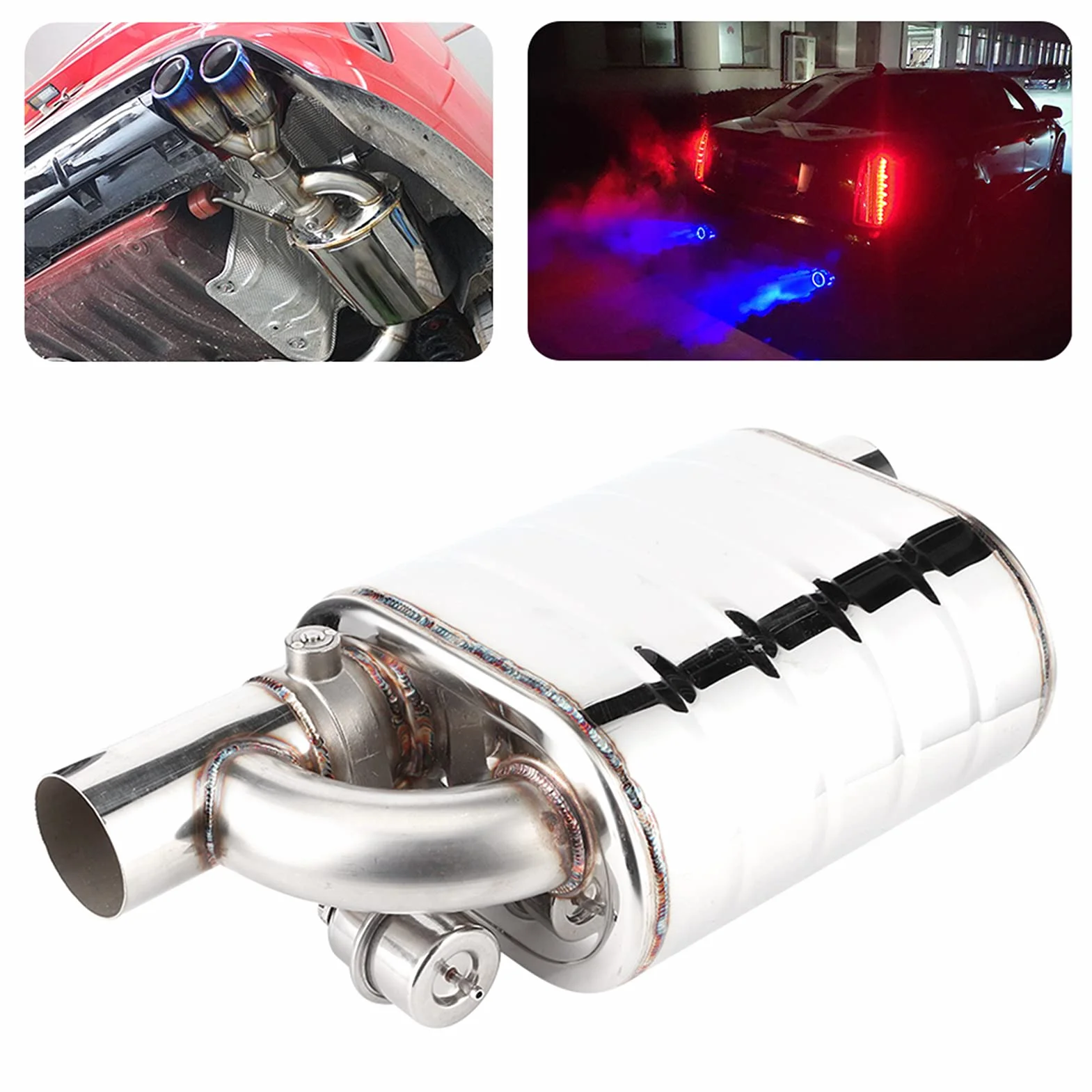 Bomba de Vacío de Escape, Válvula de Escape Eléctrica Universal para Automóvil de 63 Mm Dispositivo de Puerto Remoto de Acero Inoxidable Tubo de Bomba de Vacío Silenciador Variable