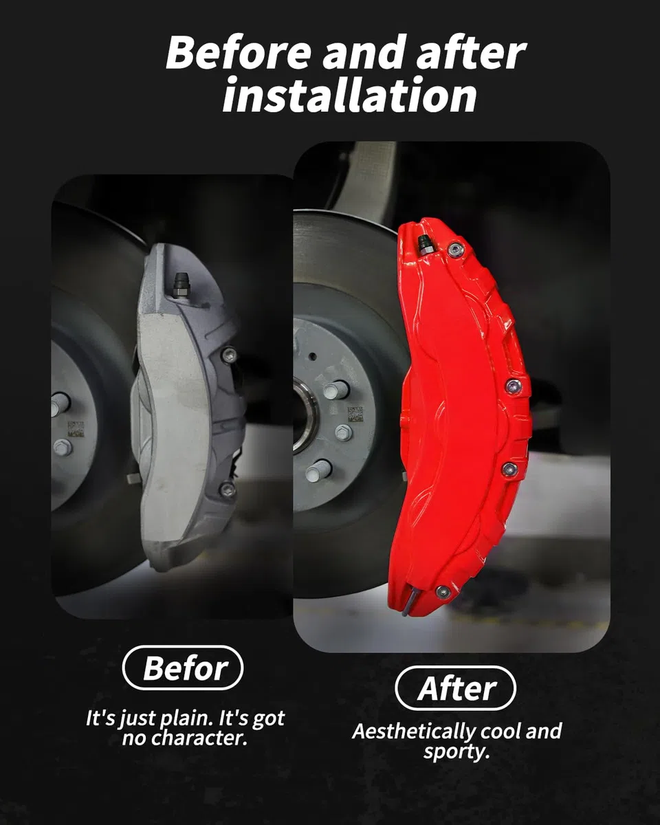 Cubierta de pinza de freno adecuada para 2020 2021 2022 2023 2024 2025 Tesla Model Y Accesorios Tamaño de rueda 19 pulgadas 20 pulgadas Protector de pinza de freno rojo (Rojo)