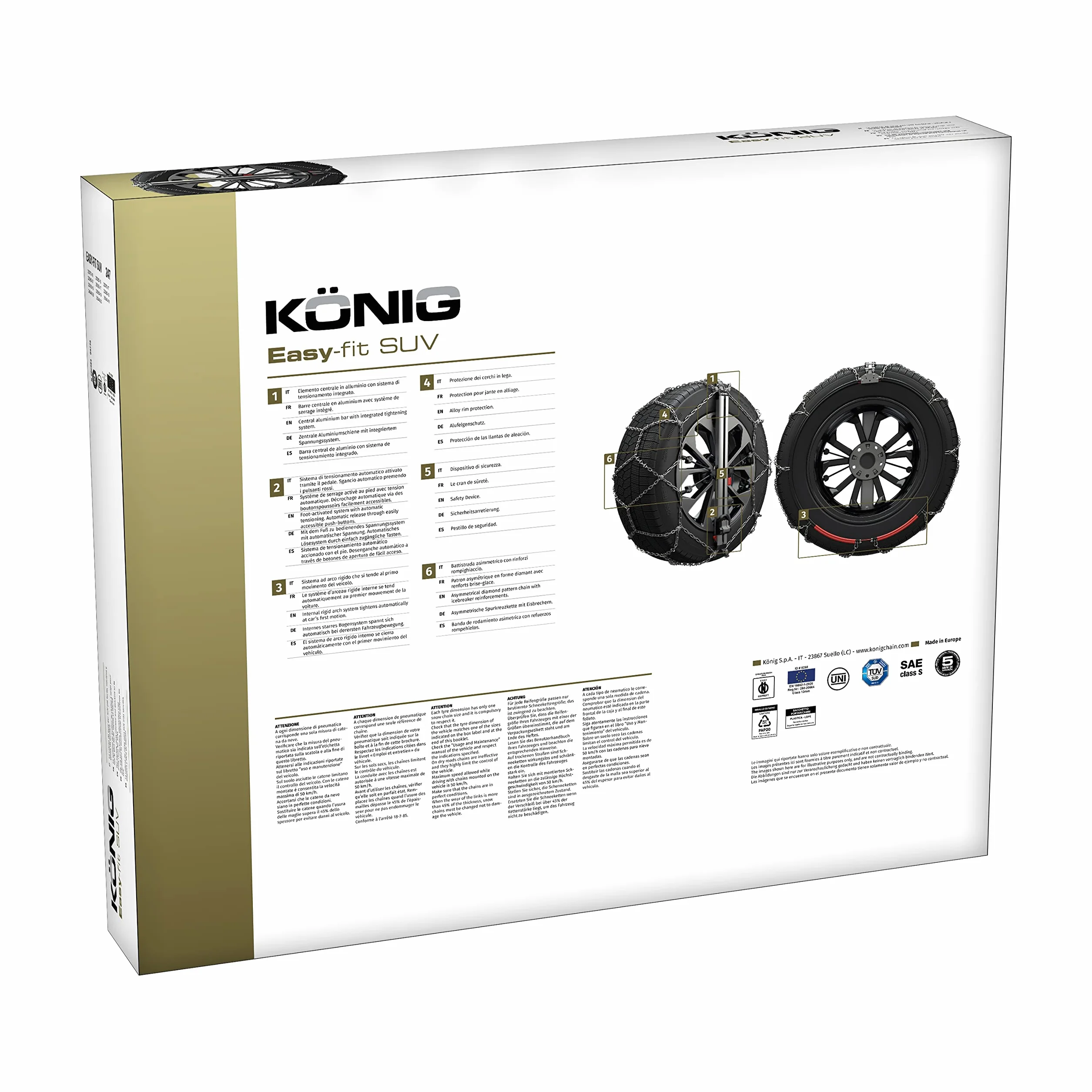 KÖNIG EASY-FIT SUV 247 - Cadenas para la nieve, 2 piezas