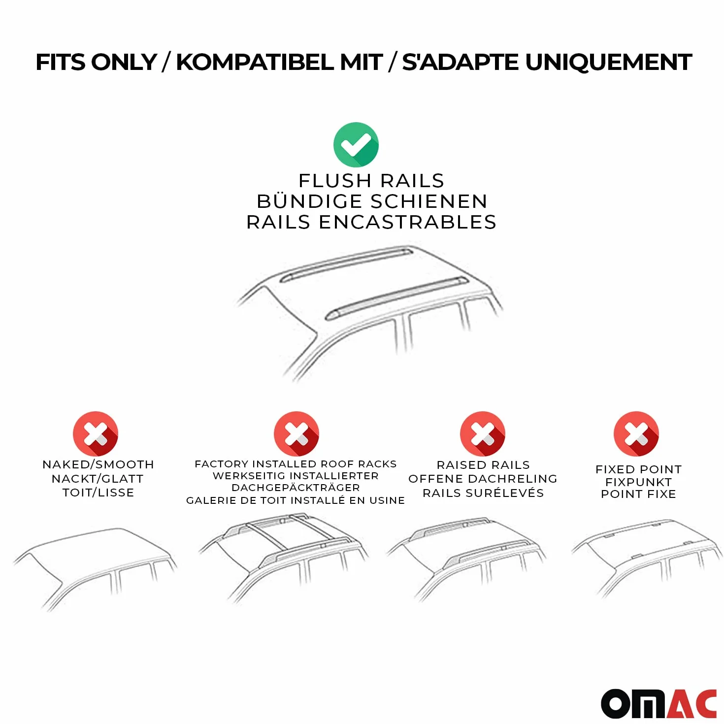 OMAC Barras de Techo Transversales de Aluminio para Jeep Compass 2017-2025 – City Crash – ISO/Pas 11154