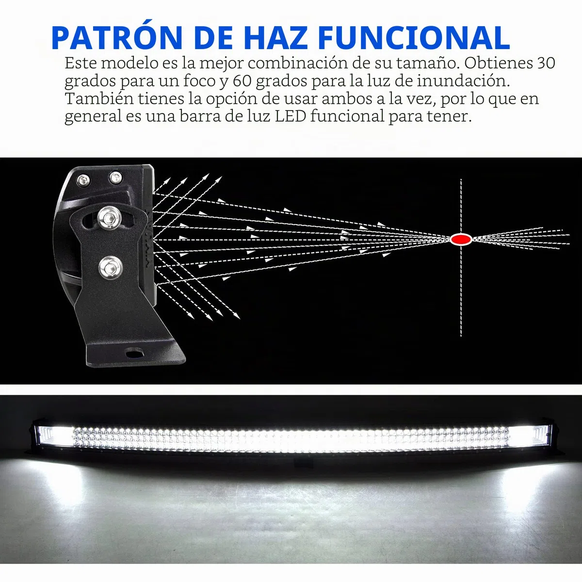 AUXTINGS Barra de luz LED curvada de 52 pulgadas 675W haz de inundación lente de triple fila luces de buceo con kit de arnés de cableado para todoterreno ATV AWD SUV 4WD 4x4, conector DT de 12V 24V