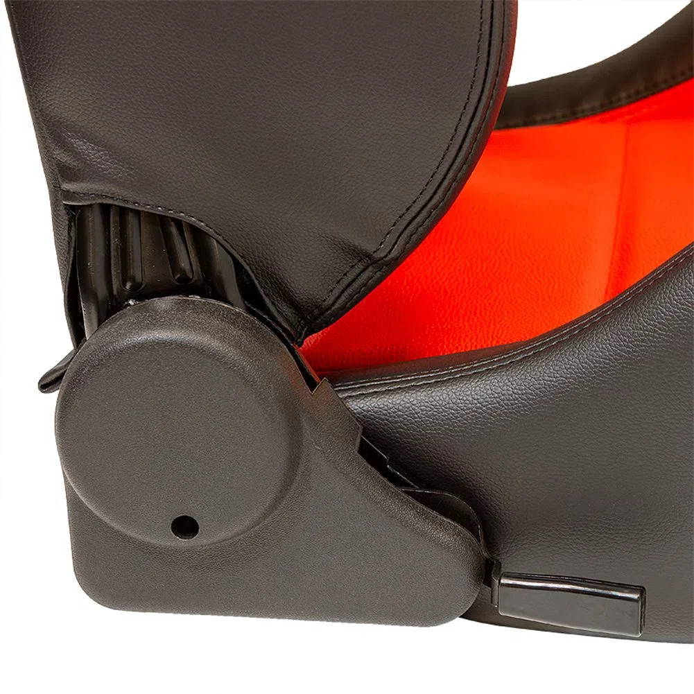 AUTO-STYLE Asiento Deportivo 'Eco' - Cuero Artificial Negro/Rojo - Respaldo Ajustable en el Lado Derecho - incl. Correderas