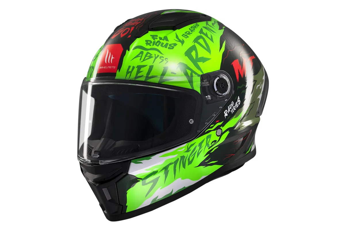 MT Helmets Stinger 2 – Casco Moto Integral Deportivo con Pantalla Antivaho Compatible con Pinlock, Visor Solar Full Vision, Interior Lavable y Calota HIRP | Homologado ECE 22.06 & DOT