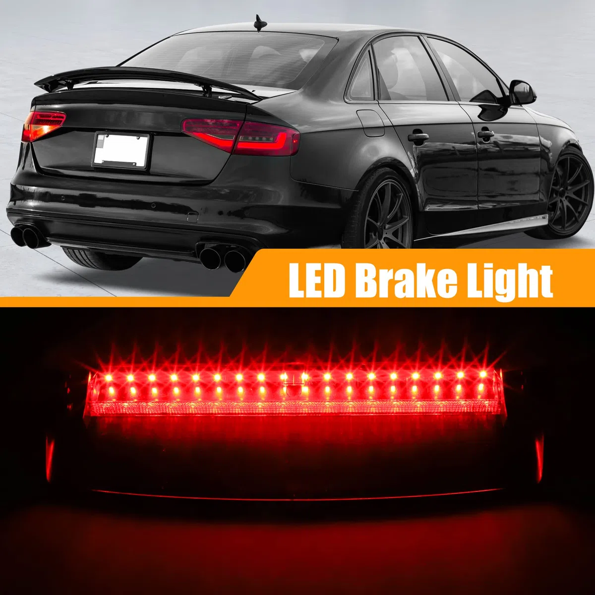 A ABSOPRO LED Tercera Alta Montaje Freno Luz 8K5945097 para Audi ABS Negro
