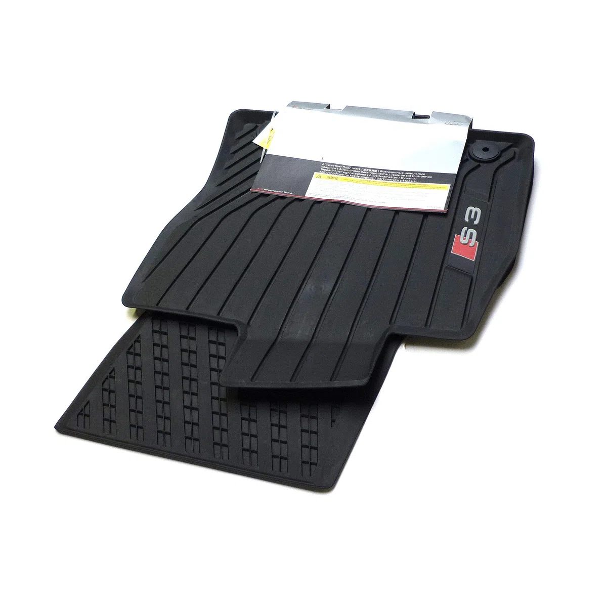 Audi 8Y1061221A041 - Alfombrillas de Goma para Todas Las Condiciones climáticas, 2 Alfombrillas de Goma Delanteras, con Texto S3