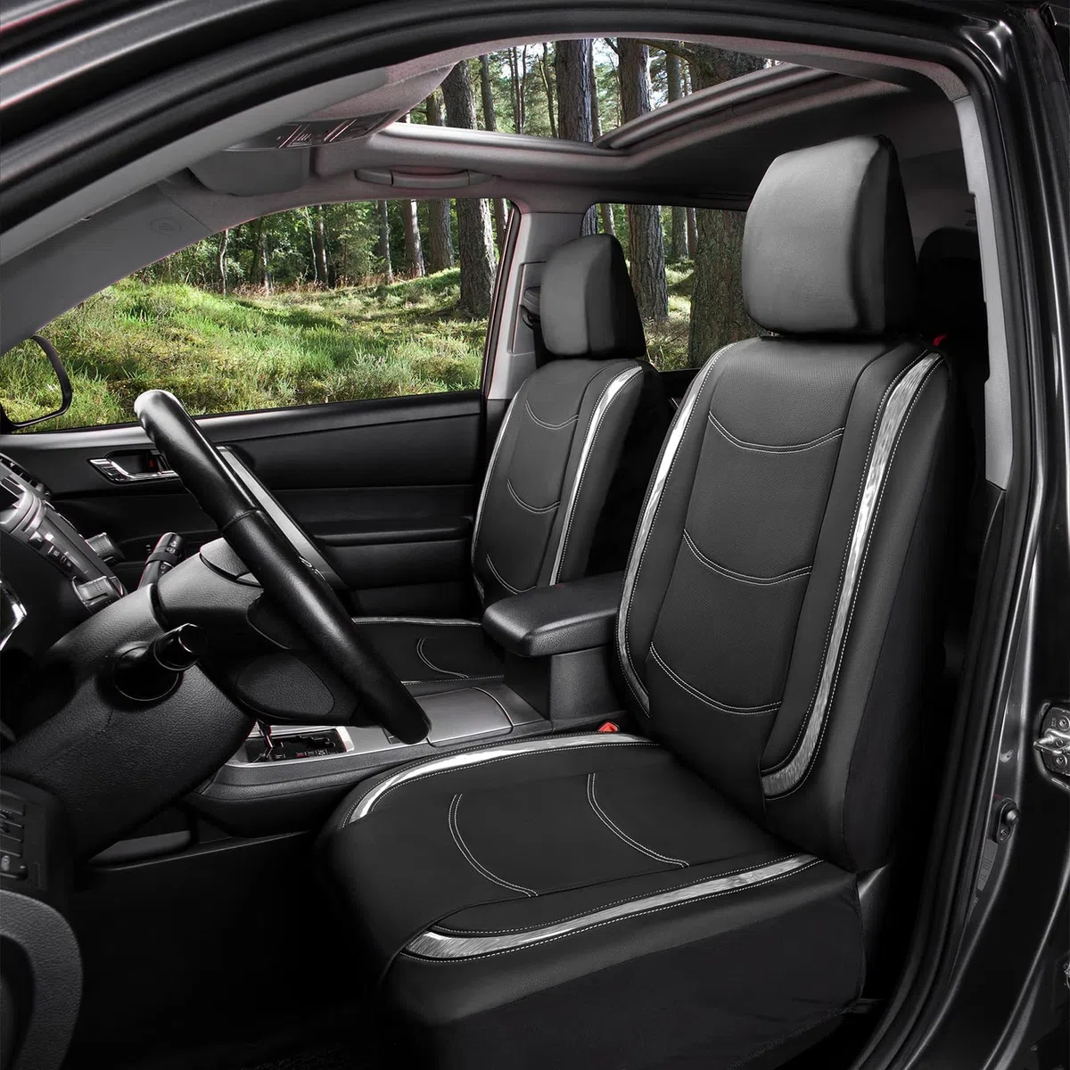 Fundas Asientos Coche, para Ford Puma/Puma ST SUV 2019 2020 2021 2022 2023 2024 2025 Accesorios para Coche, Airbag Lateral Lavable Easy Fit Juegos de cubreasientos,C