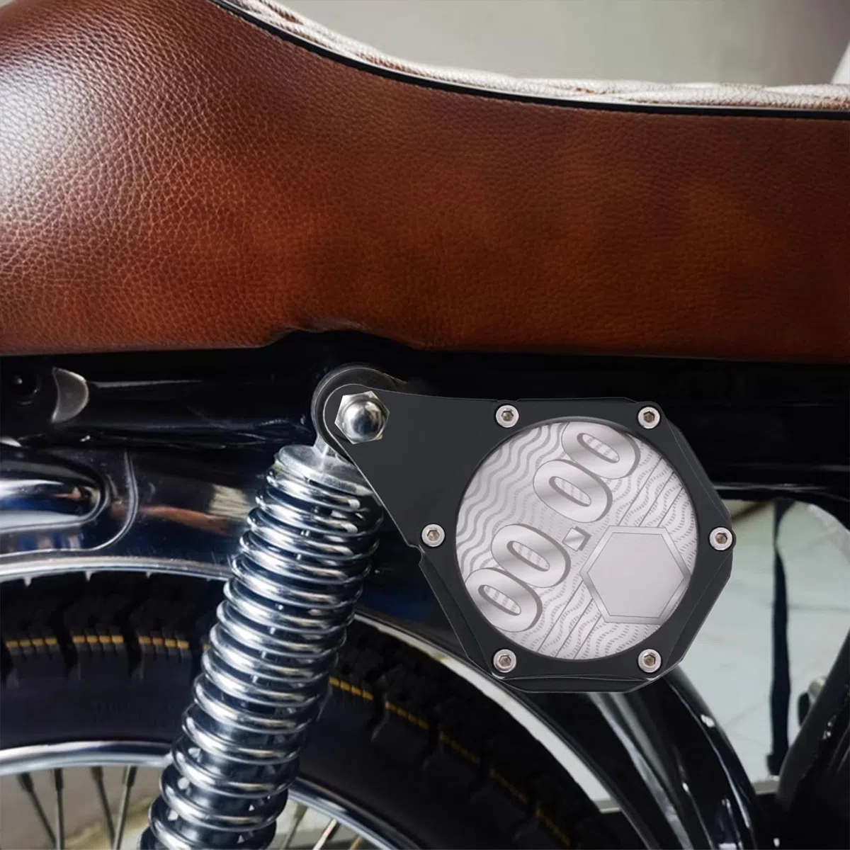 Soporte para permisos de disco fiscal para motocicleta, soporte hexagonal para placa de impuestos, soporte de aluminio impermeable para tarjetas con llave para ciclomotor ATV