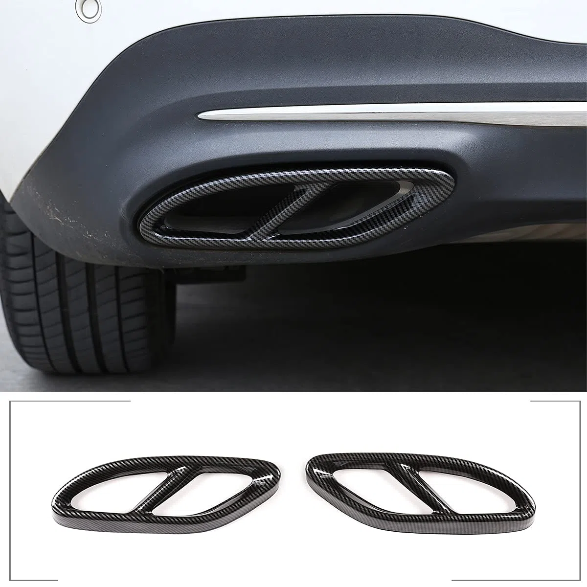 METYOUCAR Cubierta de salida de tubo de escape silenciador de cola de coche de acero inoxidable para Mercedes Benz A/B/C/E/GLA/GLC/GLE/GLS