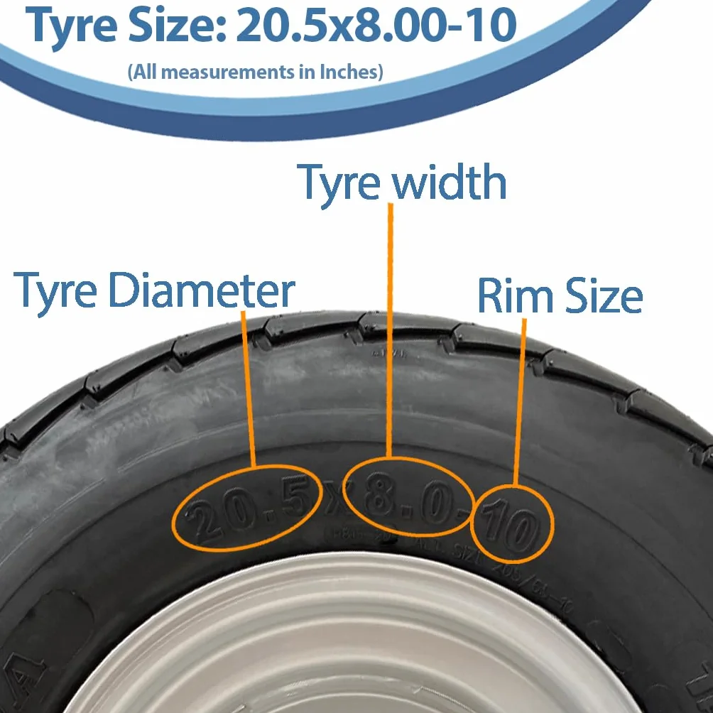 Parnells 20.5x8-10 Remolque Ruedas 4ply Alta Velocidad Road Legal Neumáticos, 4 Tuerca Rim - Conjunto de 2