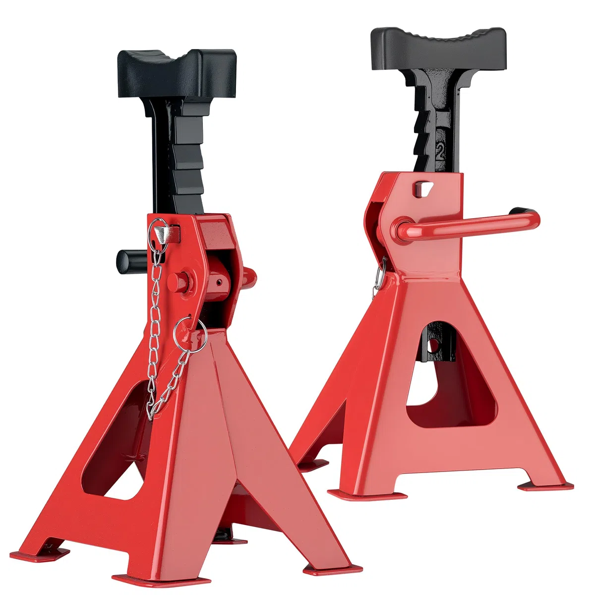 WilTec Set de 2 caballetes para Coches Altura Ajustable 41-58 cm hasta 6 toneladas Soportes de Gato Eje de Coche con Doble Bloqueo de Seguridad, Base Amplia Cubierta de Goma Antideslizante