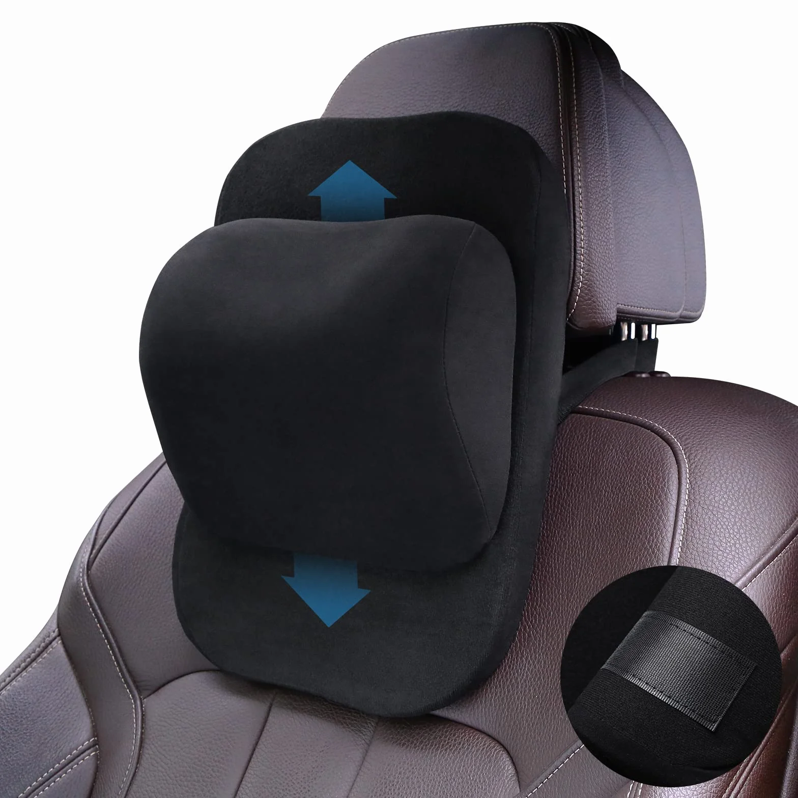 ZATOOTO Ajustable Reposacabezas Coche, Cojin Almohada Cervical Coche para Condu Oficina Gaming, CóModas Transpirables (Negro)