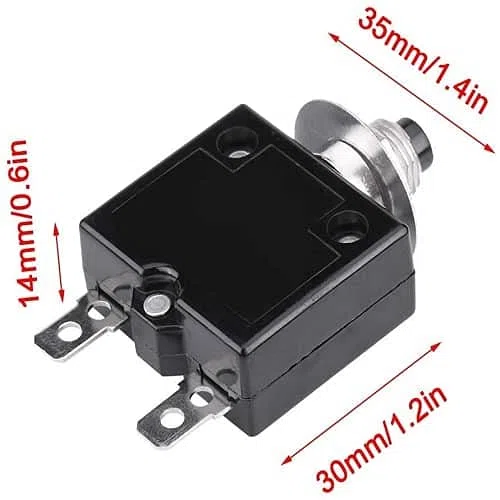 AUTOZOCO Disyuntor de Circuito, Interruptor Térmico de Reajuste Manual, Protector de Sobrecarga, Interruptor Térmico de Reinicio Opcional, 125-250V CA 50Vdc (10A)