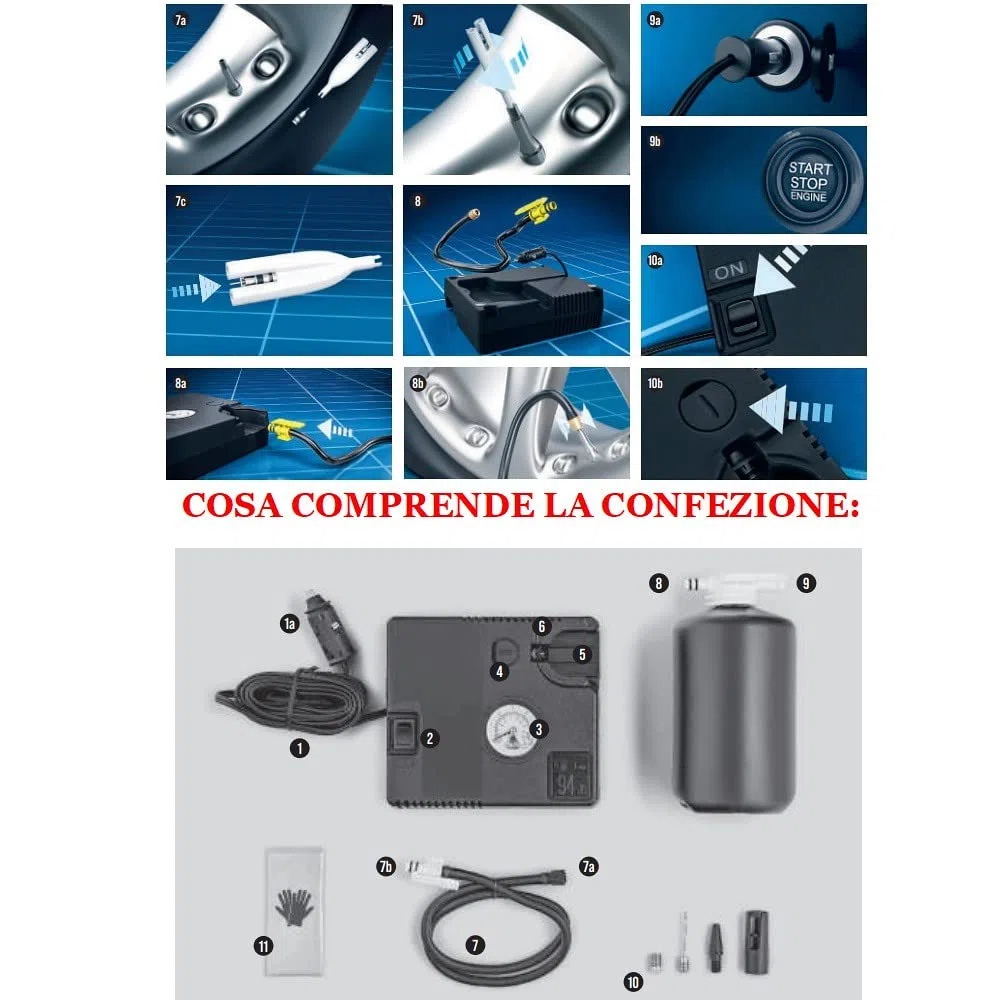 Compatible con Mercedes-AMG Kit REPARACIÓN AUTOMÁTICA DE NEUMÁTICOS con COMPRESOR Y LÍQUIDO SELLADOR Dunlop Tech 450ML