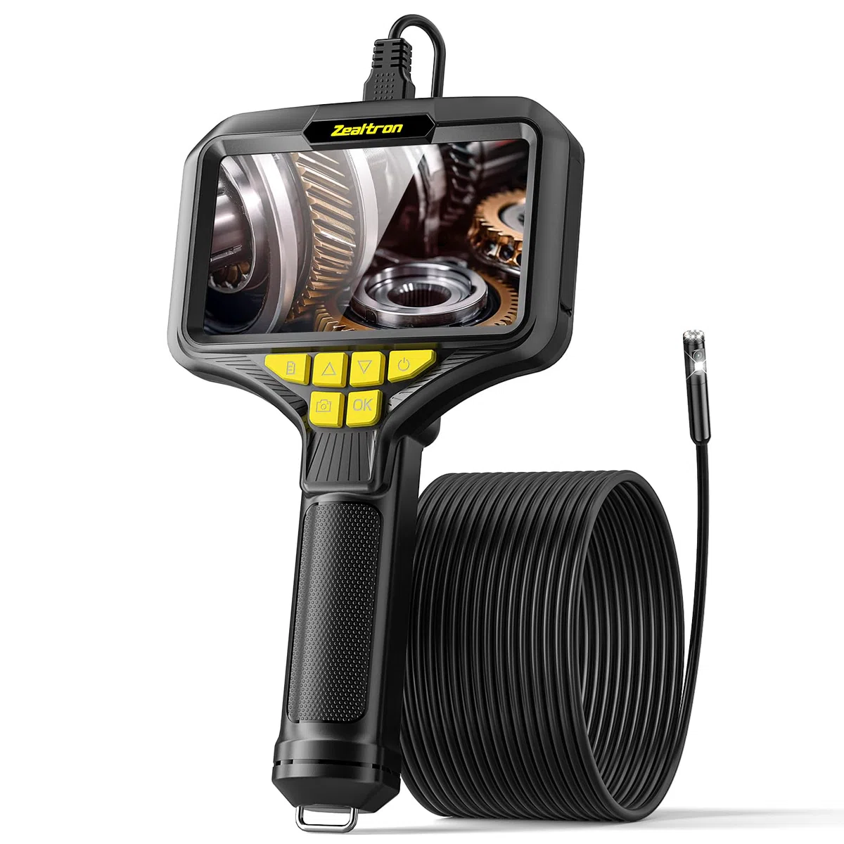 Cámara Endoscópica de Doble Lente, 1080P HD 5" Pantalla IPS Endoscopio Camara de Inspeccion con 8+1 Luces LED, Camara Inspeccion Tuberias Impermeable IP67, Cable Semi-Rígido de 5M