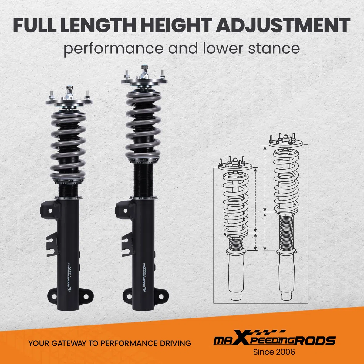 maXpeedingrods Amortiguador Suspension Coilover para BMW E36 316i 318i 320i 323i 328i 325td