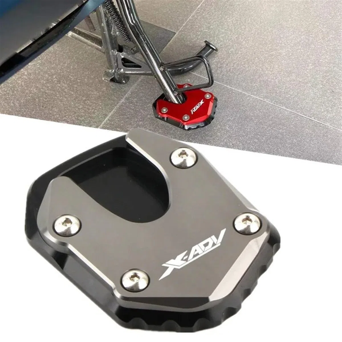 Para H&ONDA X-ADV750 XADV750 X-ADV 750 2021-2024, soporte de extensión de pata de cabra CNC para motocicleta, soporte lateral, placa de ampliación, ajuste de almohadilla(Black)