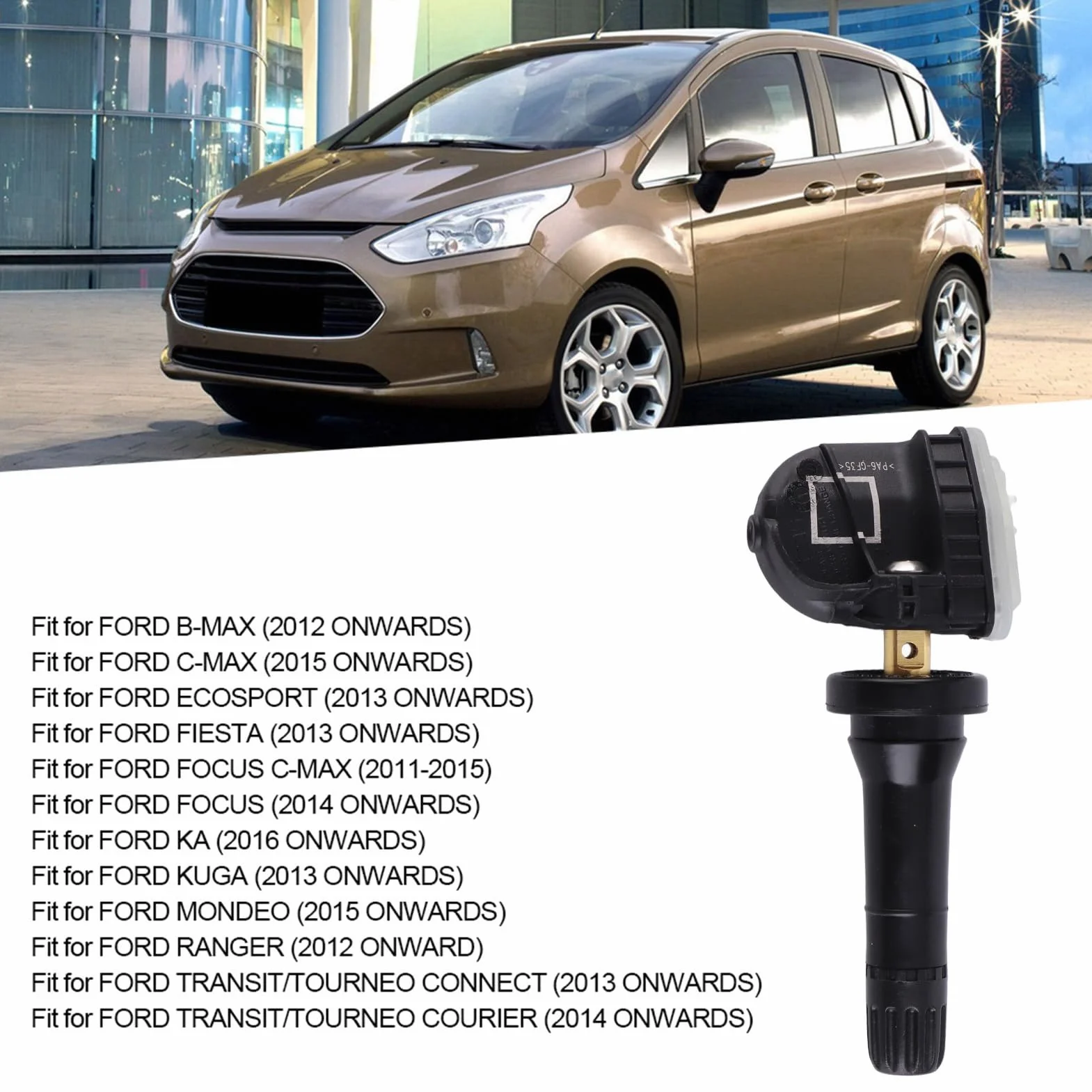 Akozon Sensor de Presión de Neumáticos, 4 Sensores de Control de Presión de Neumáticos TPMS 2036832 para Ecosport/para Fiesta/para Focus