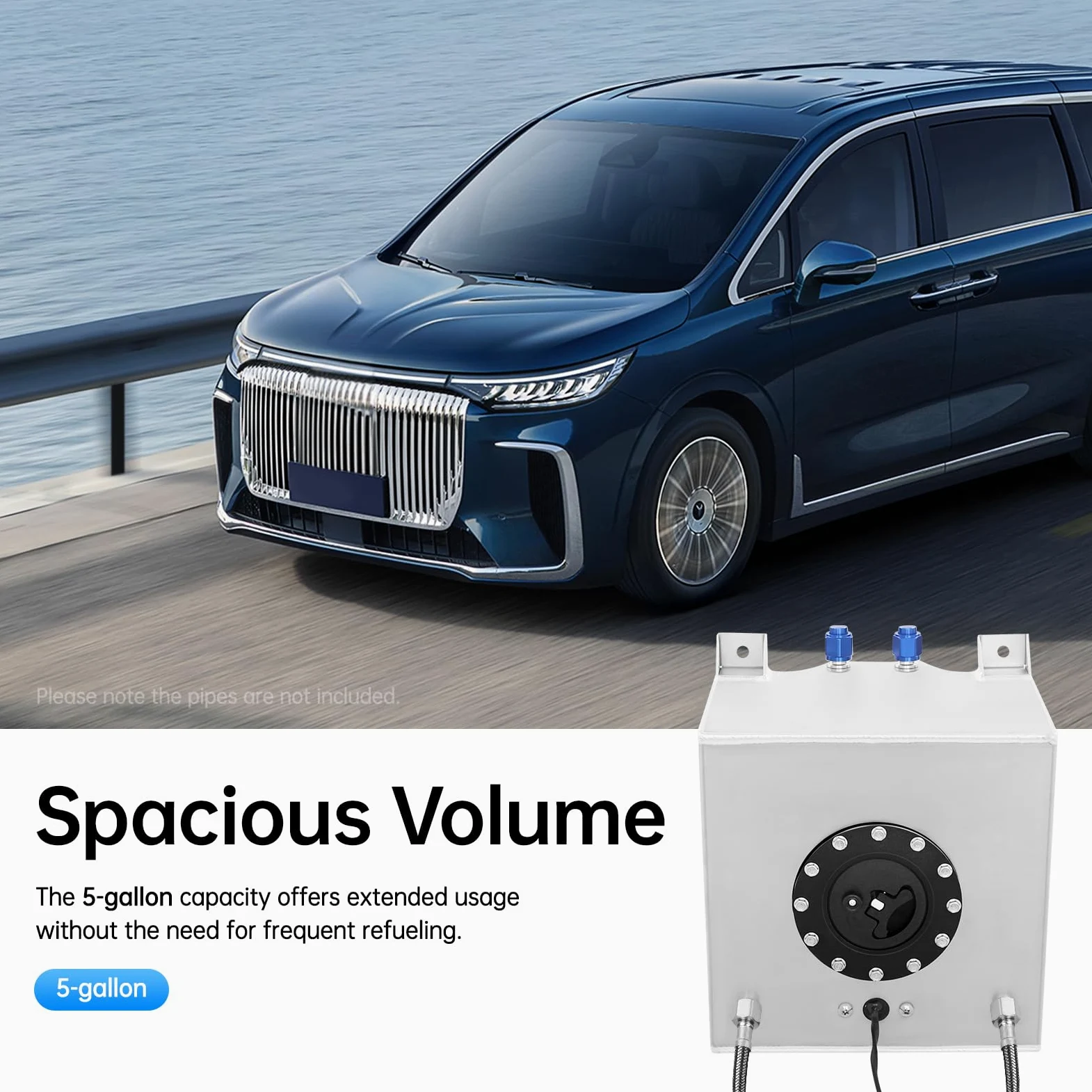 Depósito de combustible universal de aluminio de 20 l, bidón de combustible de metal con sensor de nivel de aceite, tanque diésel de acero inoxidable, tanque de carreras para camiones y