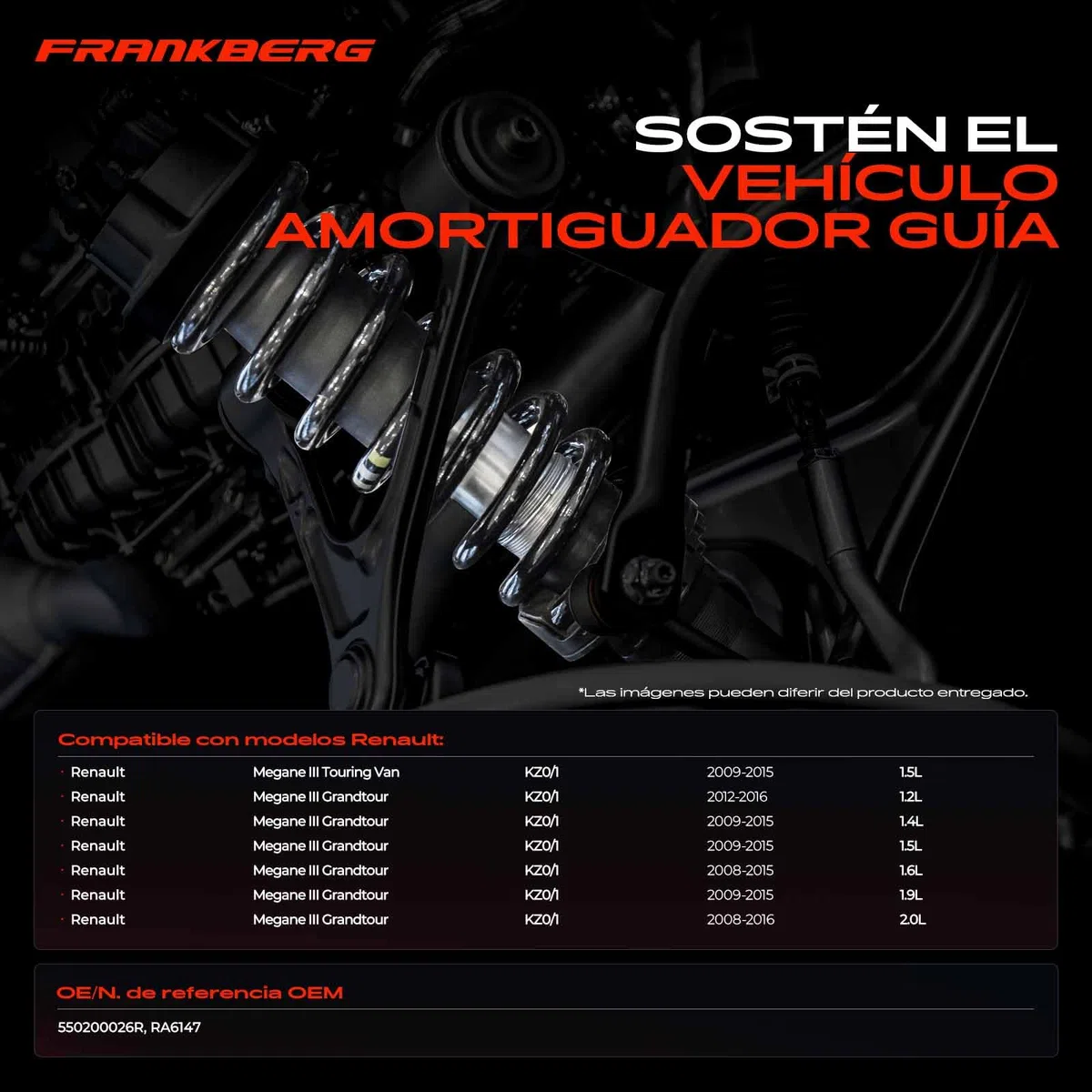 Frankberg 2x Muelles de chasis Muelles de suspensión Compatible con M.e.g.a.n.e III Grandtour KZ0/1 M.e.g.a.n.e III Combi Van KZ0/1 Replace# 550200026R