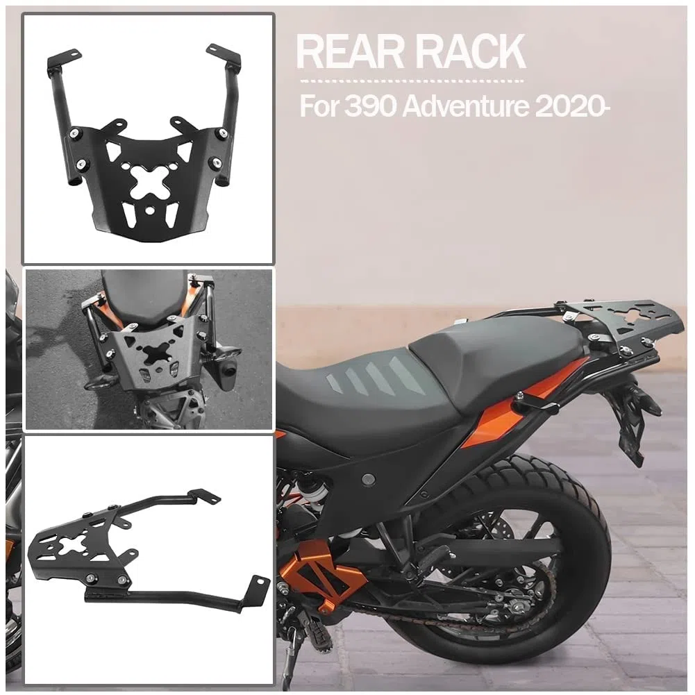 Soporte de portaequipajes Trasero de Acero para Motocicleta, Soporte de Soporte de Carga Trasera, Kit de Placa de Soporte Adaptador para 390 Adventure ADV. 390Aventure 390ADV 2020 2021 2022 2023