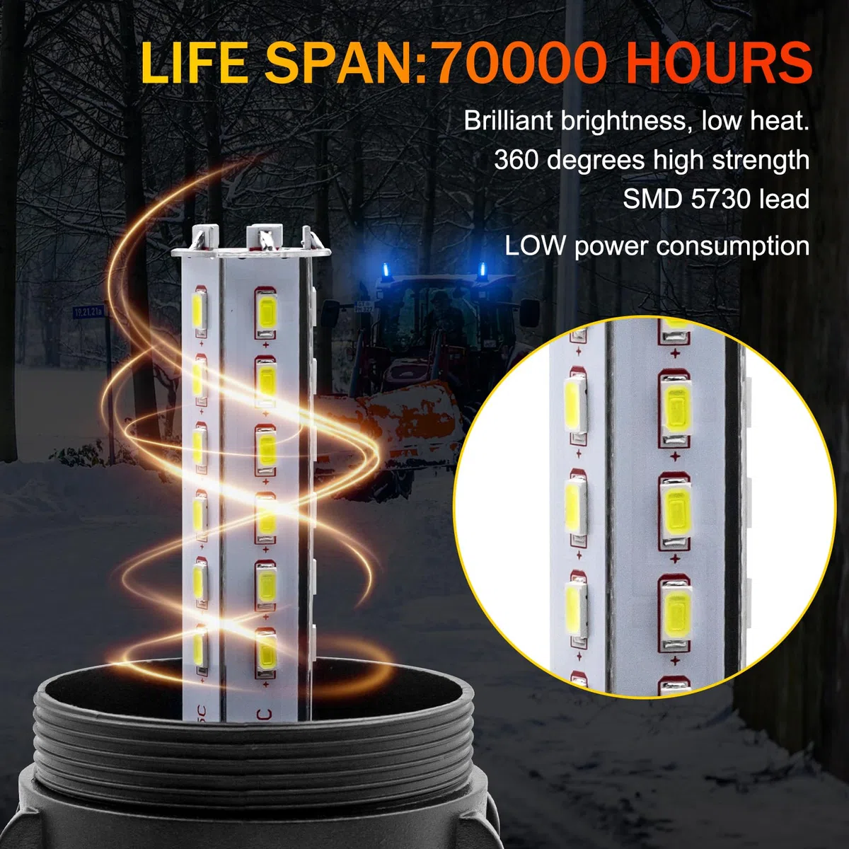 Biqing 1PC Luz de Baliza de Advertencia LED Azul,30LED Luces de Advertencia Estroboscópicas 12V 24V Luz Rotativa de Advertencia Estroboscopica para Autobús escolar Tractor Excavadoras Camión