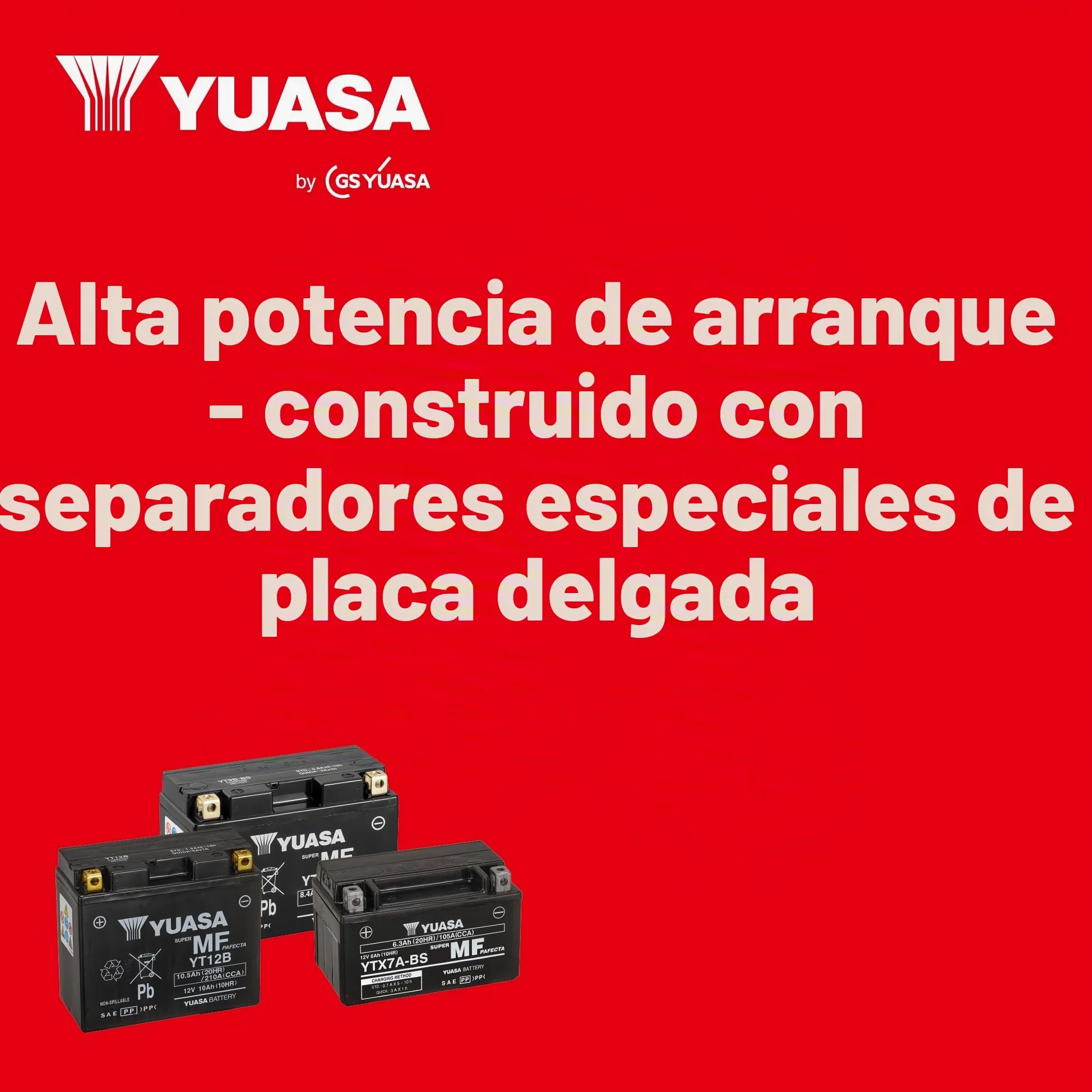 Yuasa YT12B 12V 210 CCA Batería AGM VRLA para moto libre de mantenimiento Batería