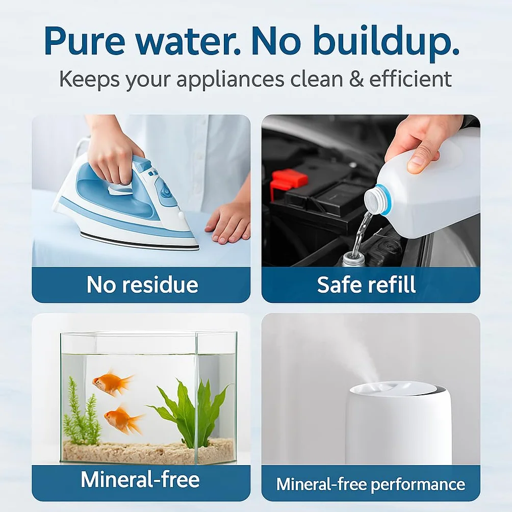 GiDeli Agua desmineralizada 20L agua destilada para planchas, baterías, radiadores, humidificadores, acuarios y laboratorios agua sin cal, inodoro, transparente