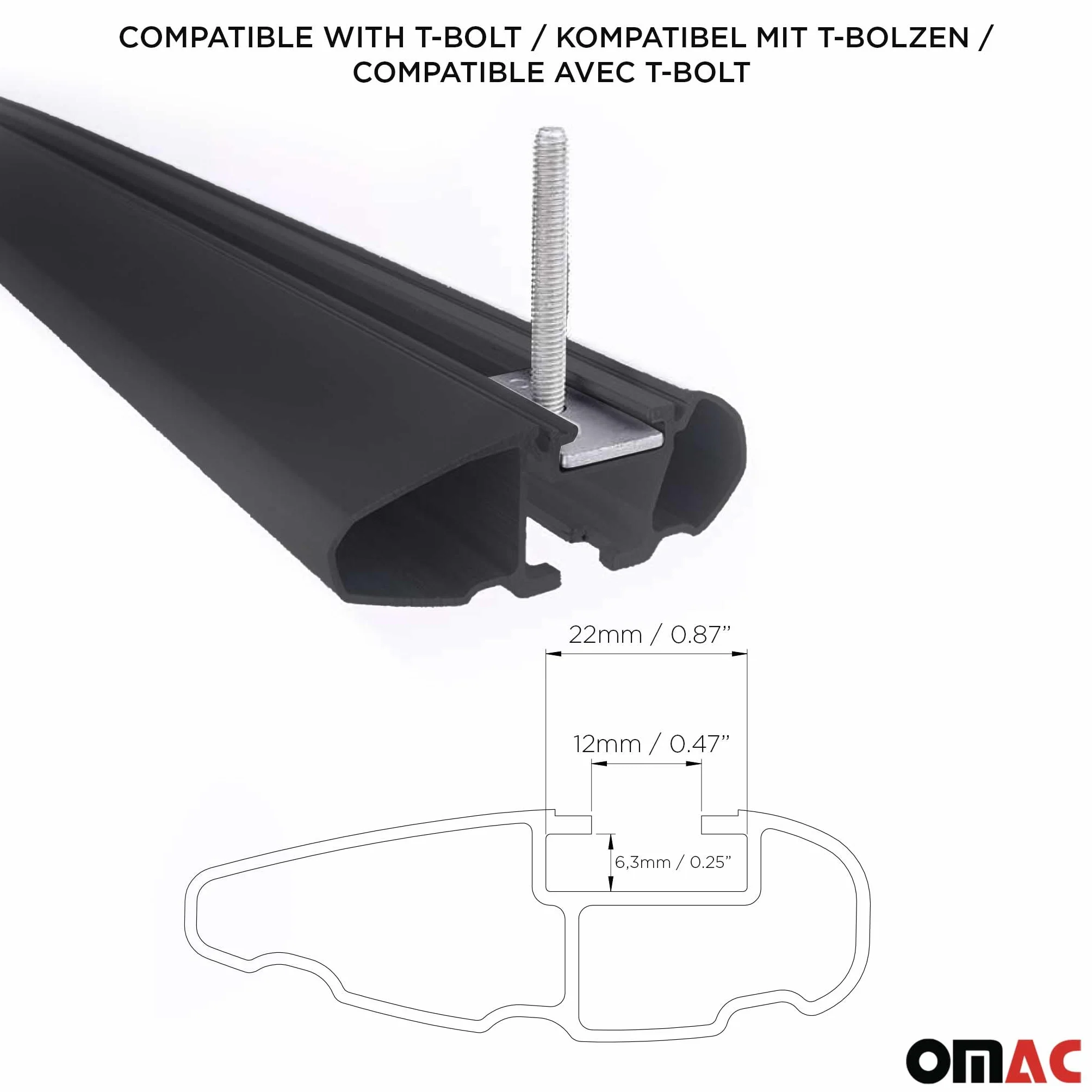 OMAC Barras de Techo Transversales de Aluminio para Jeep Compass 2017-2025 – City Crash – ISO/Pas 11154
