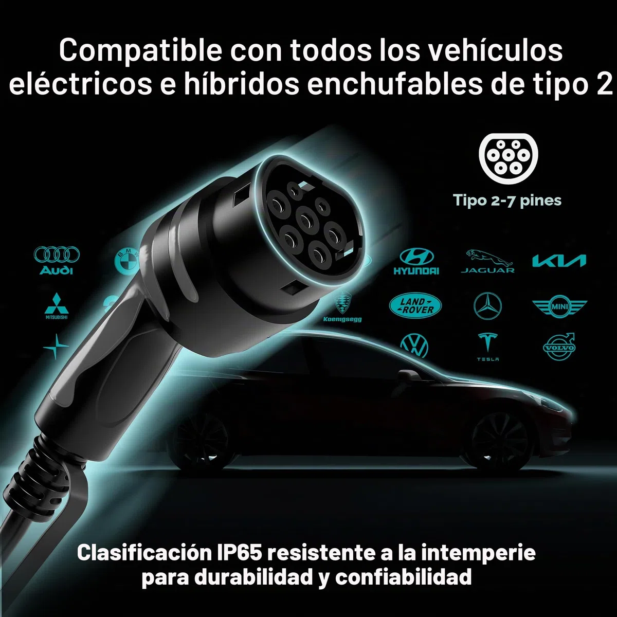 Masterplug Cargador de Pared Inteligente VE para Vehículos Eléctricos e Híbridos Tipo 2, con Toma, Modo 3, Bloqueo Automático, Carga Solar, Monofásico, Wi-Fi, Blanco, IP65, 7,4kW, 32A, EVCM3SS7W/EU