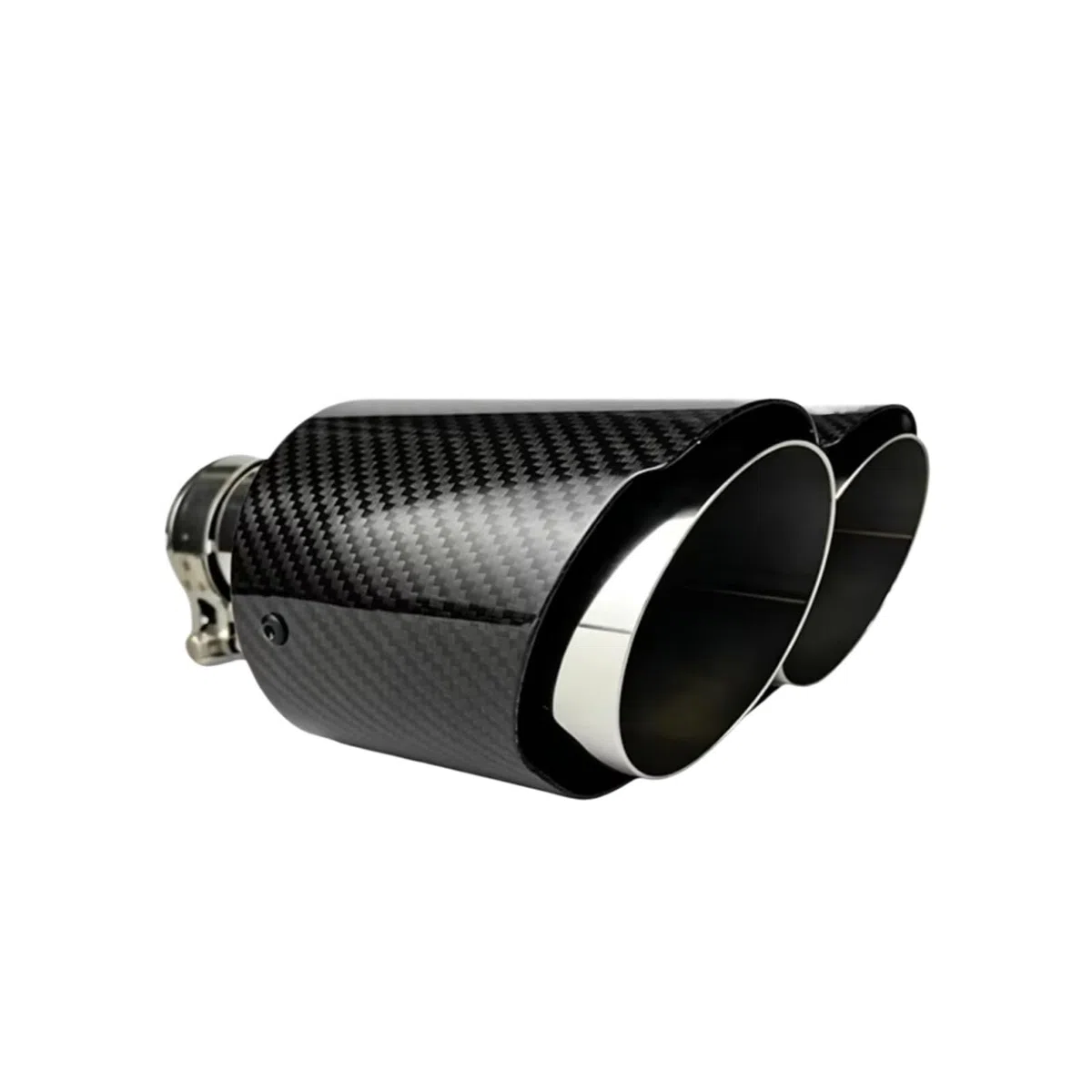 Cola Escape Coche Punta Escape Salida 89 Mm Fibra Carbono Brillante Tubo Silenciador Universal Forma Y Boquilla Doble 1Pieza(Equal Type 51-89)