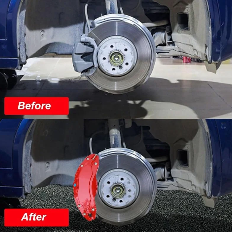 4 Piezas Cubre Pinza Freno Coche para Audi Q3 2019-2024, 3D Cubierta Cubo Rueda Cubierta Freno, Cubierta De Pinza De Coche Rojo