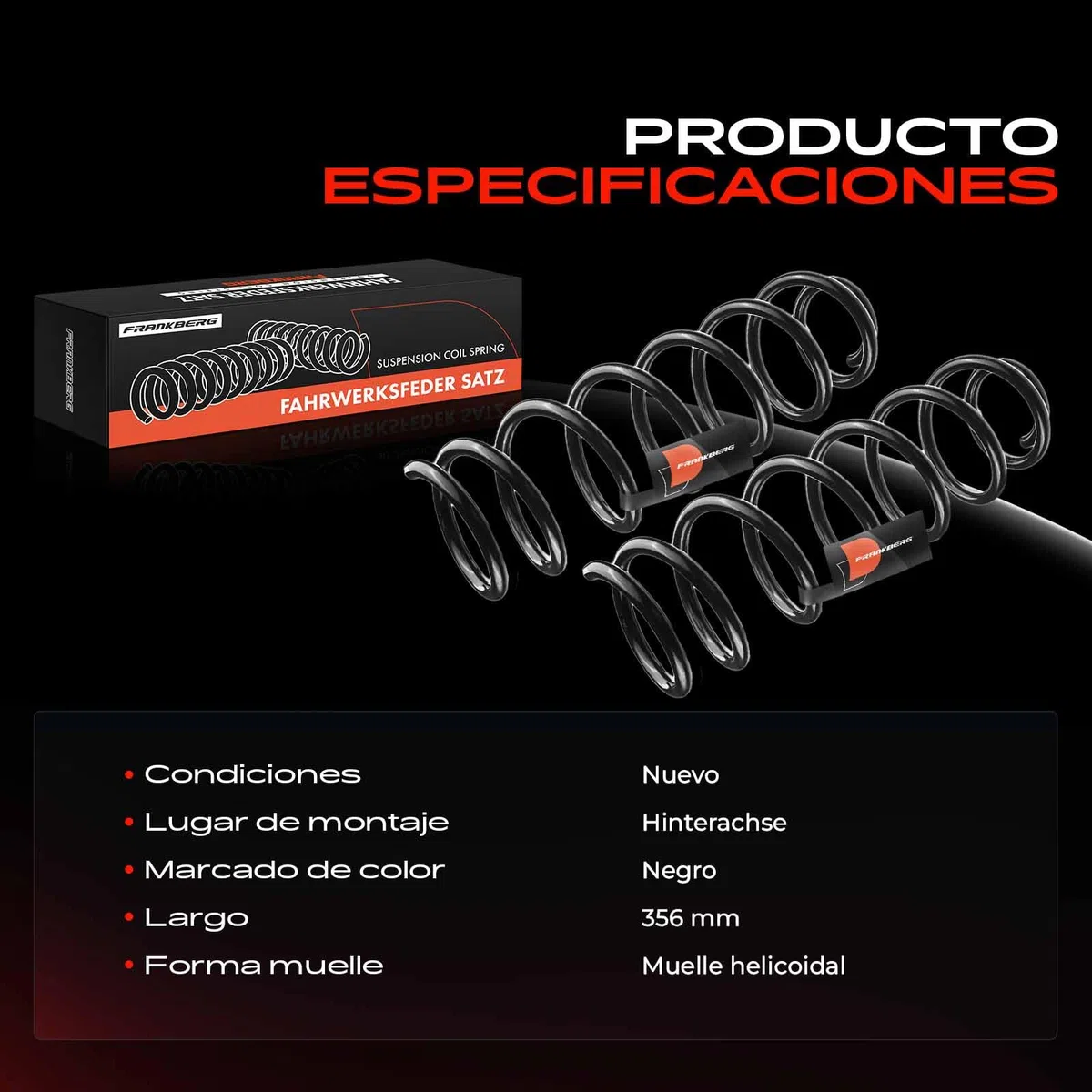 Frankberg 2x Muelles de chasis Muelles de suspensión Compatible con M.e.g.a.n.e III Grandtour KZ0/1 M.e.g.a.n.e III Combi Van KZ0/1 Replace# 550200026R