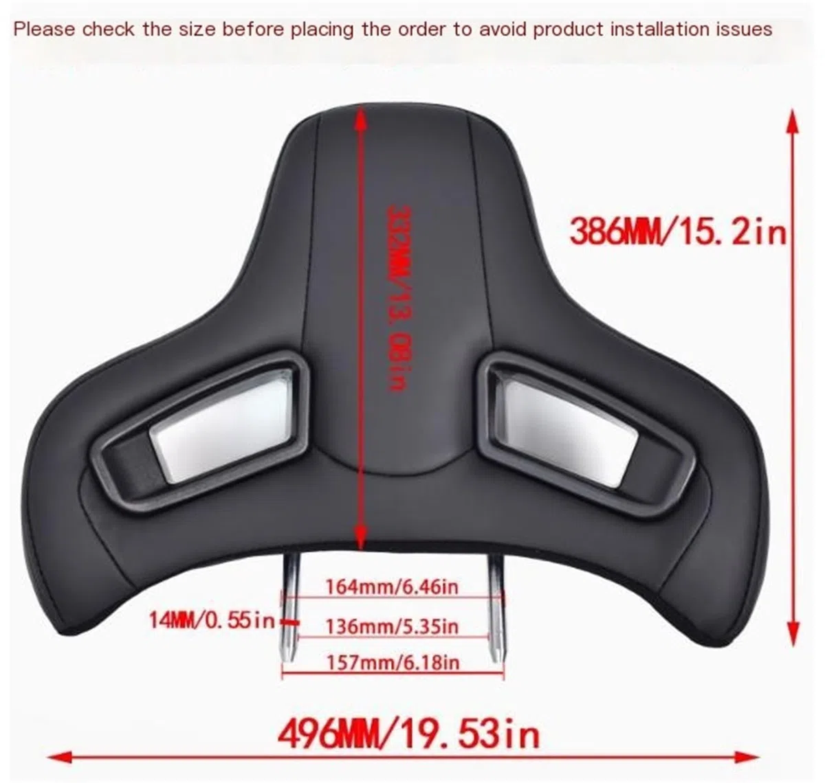Car Pillow Driving Seat Reposacabezas de cuero de poliuretano para asientos deportivos con espuma fría, almohada cervical para coche, modificación interior.(Black)