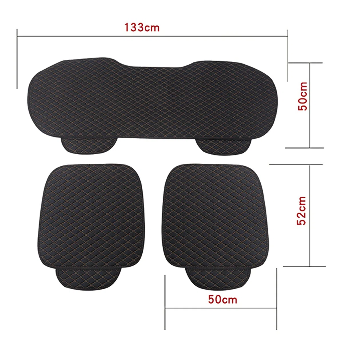 Juego completo de fundas protectoras para asientos delanteros y traseros de coche, tela de lino, tamaño universal (delantero + trasero), 3 piezas, beige)