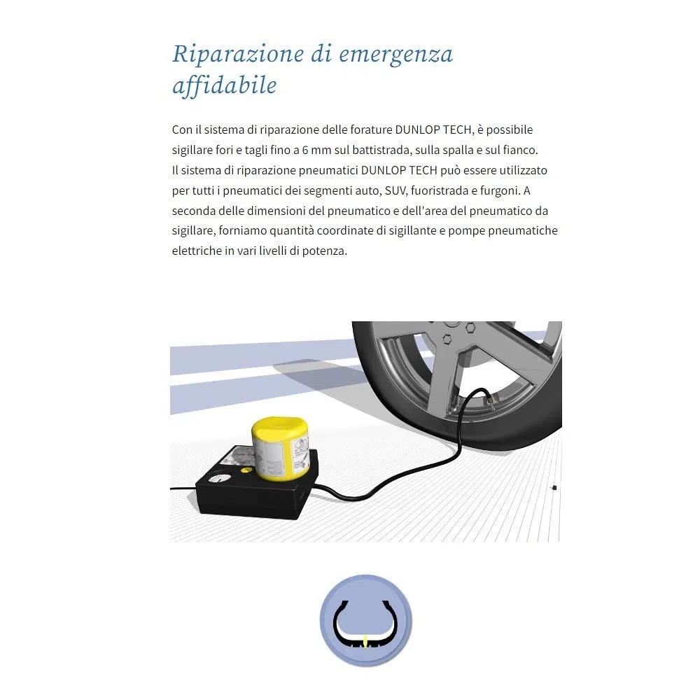 Compatible con Mercedes-AMG Kit REPARACIÓN AUTOMÁTICA DE NEUMÁTICOS con COMPRESOR Y LÍQUIDO SELLADOR Dunlop Tech 450ML