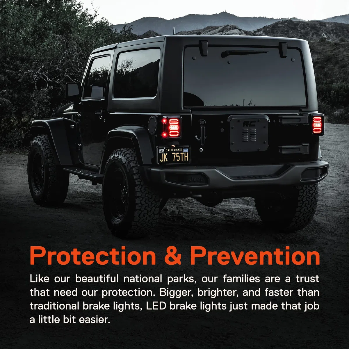 TRUE MODS - Luz trasera LED de repuesto para Jeep Wrangler [diseño hexagonal] [lente ahumada] [Plug n Play], luz de freno LED para Jeep Wrangler JK JKU Unlimited accesorios 2007-2018