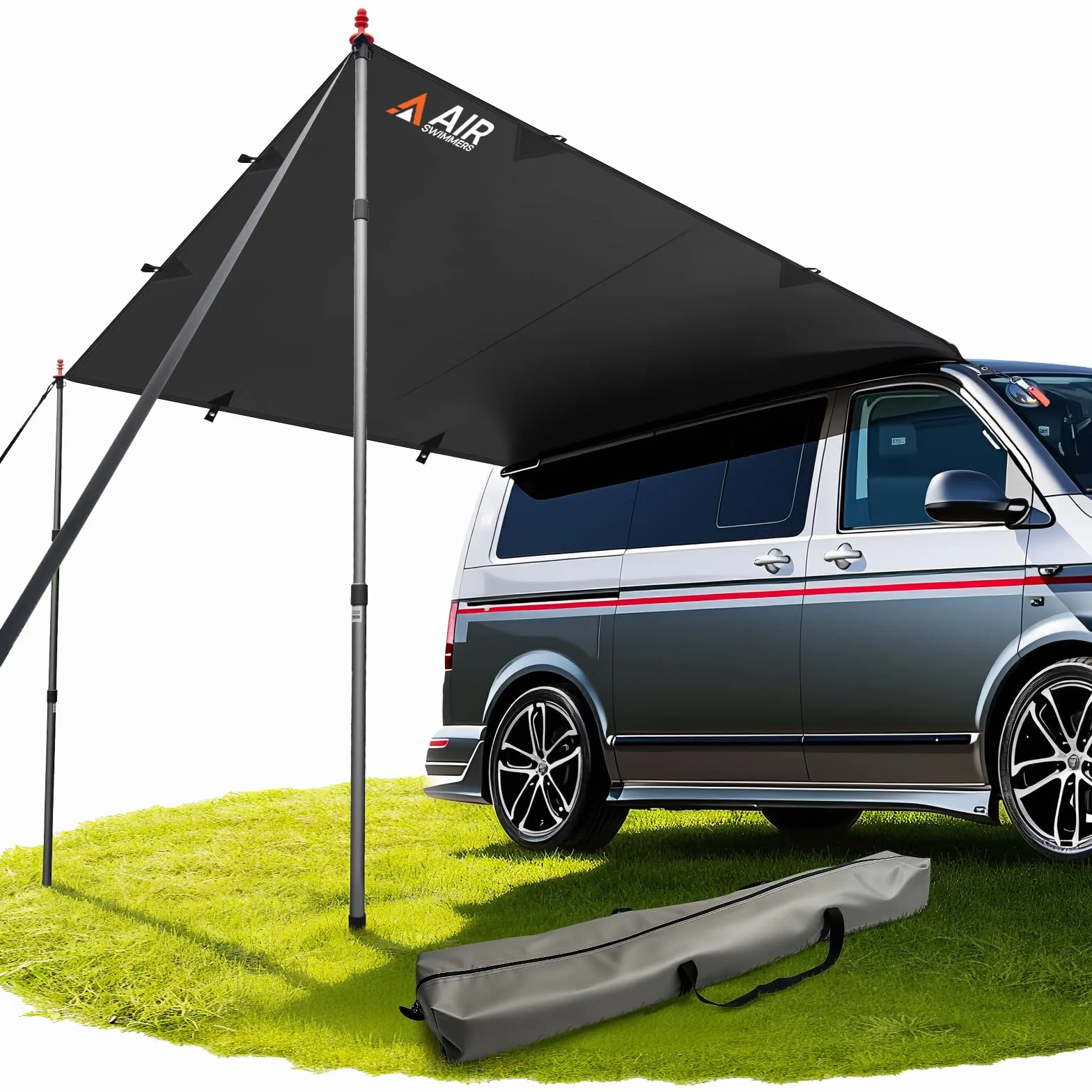 Toldo para furgoneta, toldo para caravana, toldo para coche, toldo para caravana, 250 cm, para Volkswagen T5, T4, T6, anti-UV (gris, 2,52 pulgadas de profundidad x 2,48 pulgadas de ancho x 2,35