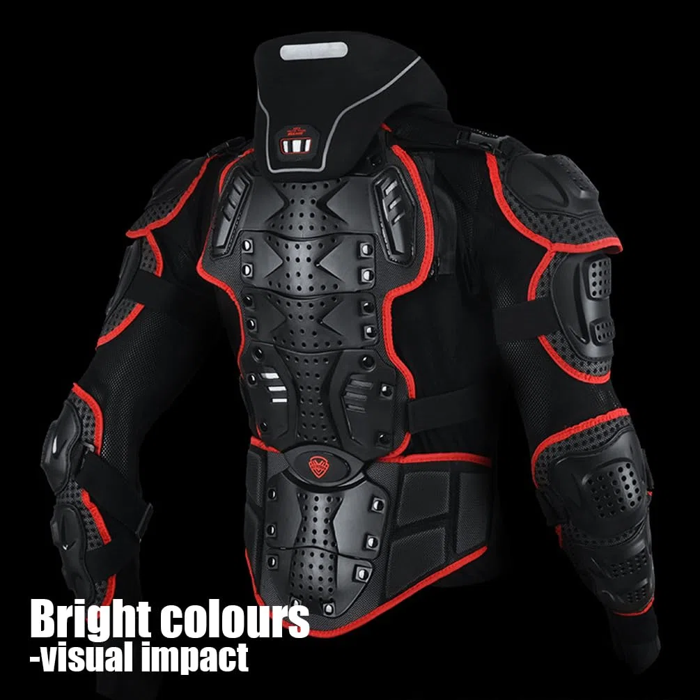 Cuerpo de Motocross con Almohadilla Transpirable Piezas de Protección de Moto Rodillera Equipo de Protección Armadura de Motocicleta (Set 2-Rojo,XL)