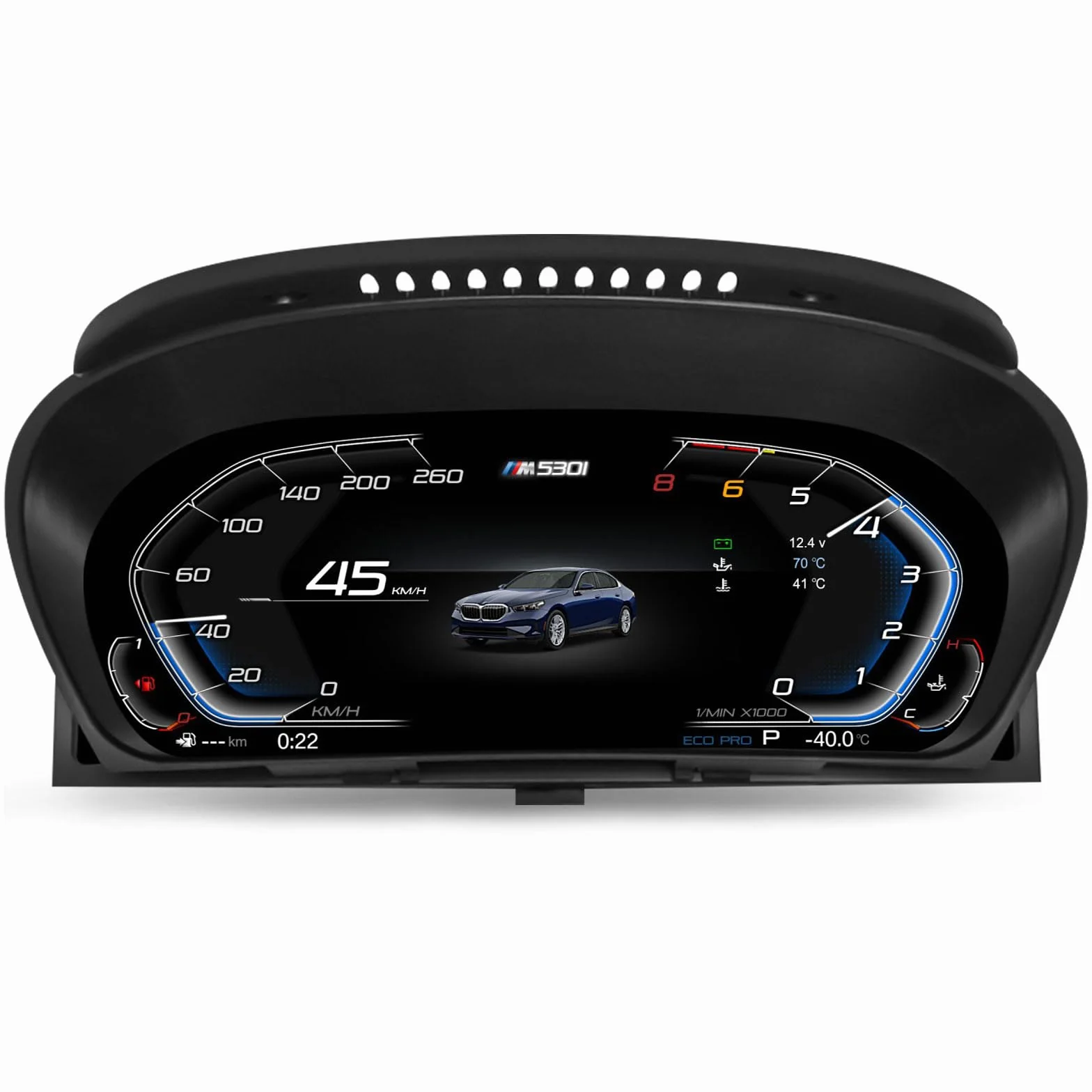 Velocímetro digital LCD de 12,3 pulgadas para BMW 5 Serie E60 E61 X5 E70 X6 E71 con sistema CiC y CCC Tacómetro salpicadero Cluster Instrumentos de repuesto 7-UI Control del volante Plug & Play HD