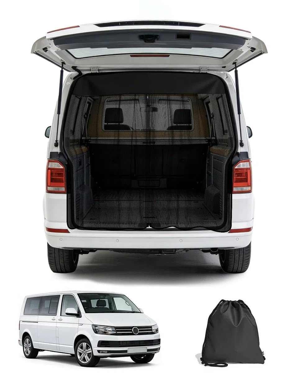 Mosquitera para VW T5 T6, puerta trasera 155 * 170 cm | Con cremallera y imanes para protección solar y contra el polvo | Ideal para camping, pernoctar en el coche y ventilación en viajes
